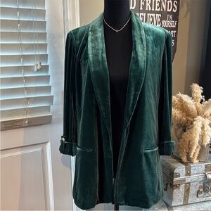 Anne Klein Dark Green Velvet Blazer